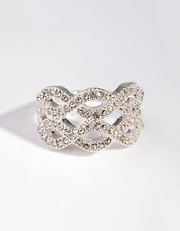 Silver Diamante Twisty Ring