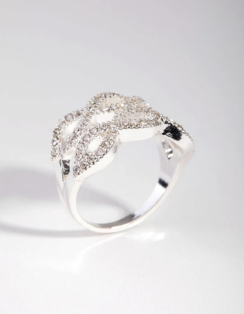 Bague torsadée en argent Diamante