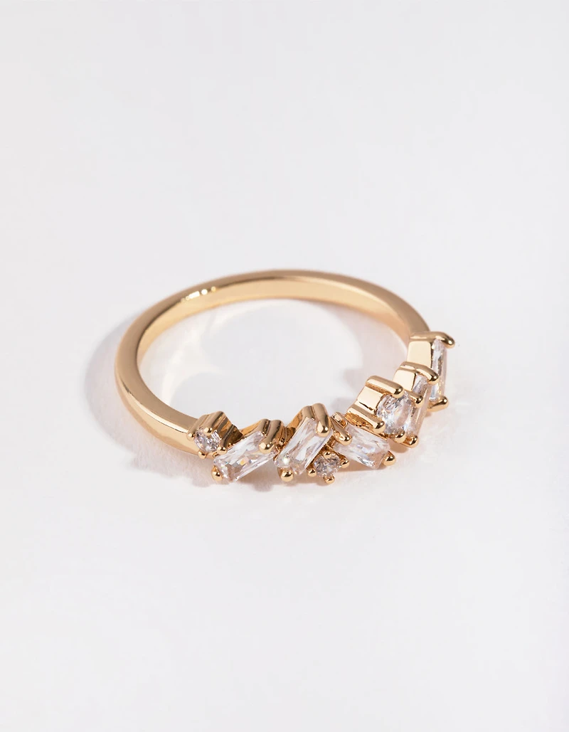 Anneau de rangée d’or en zircone cubique