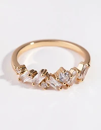 Anneau de rangée d’or en zircone cubique