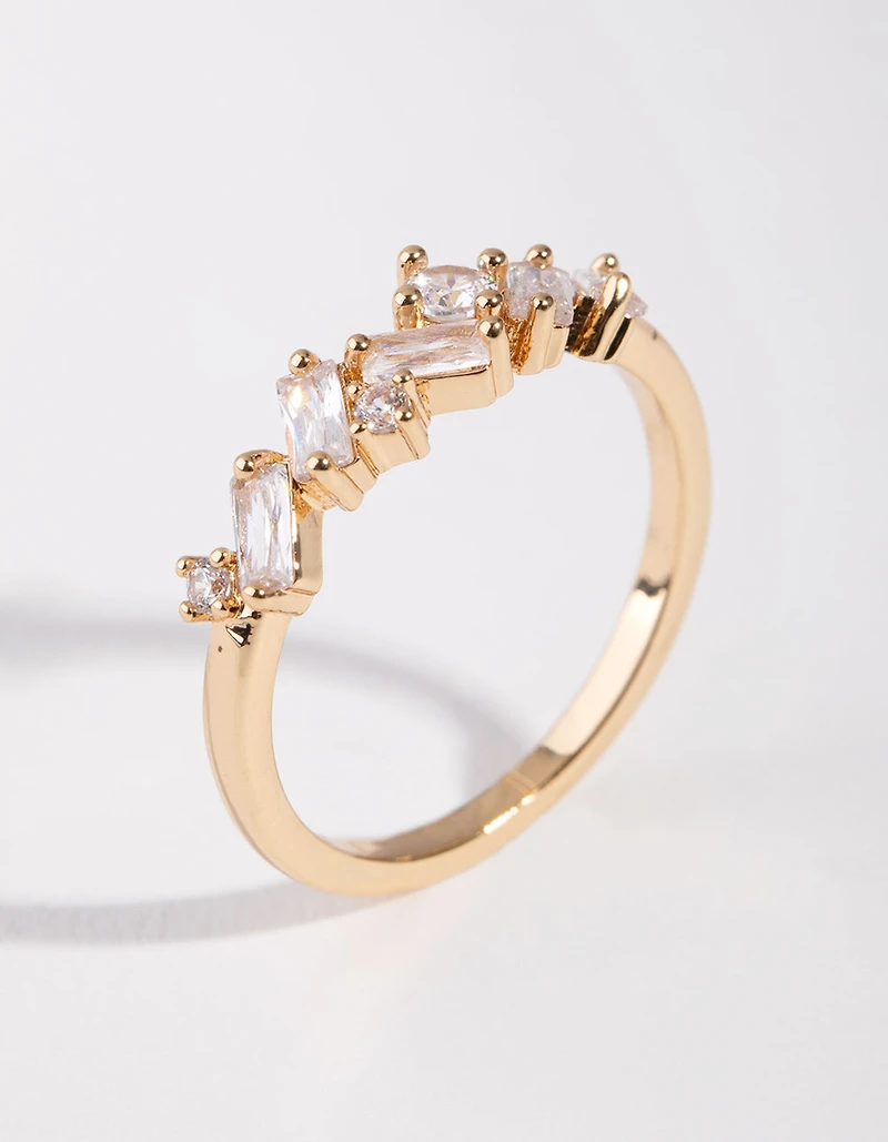 Anneau de rangée d’or en zircone cubique