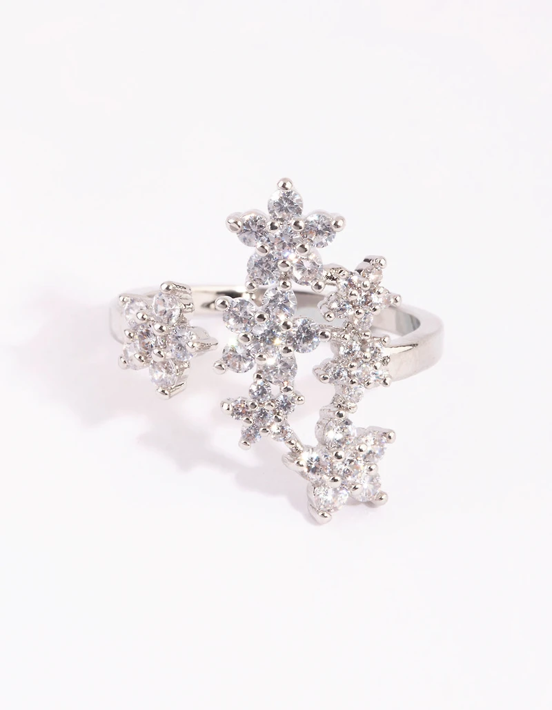 Silver Crystal Star Ring