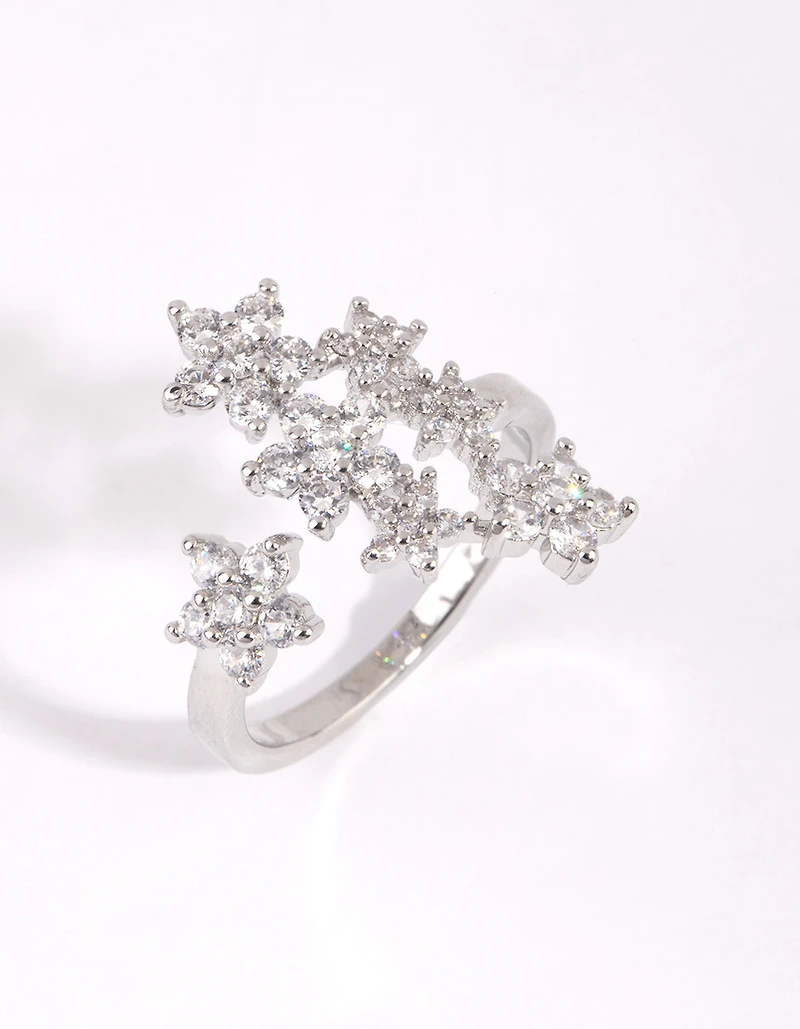 Silver Crystal Star Ring