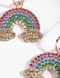 Rose Gold Statement Diamante Rainbow Hoops