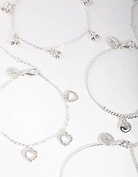 Silver Love Cherry 4-Pack Bracelet & Anklet Set