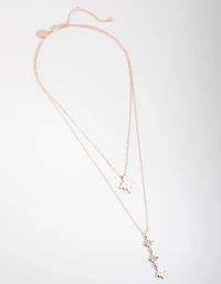Rose Gold Plated Triple Star Drop Necklace