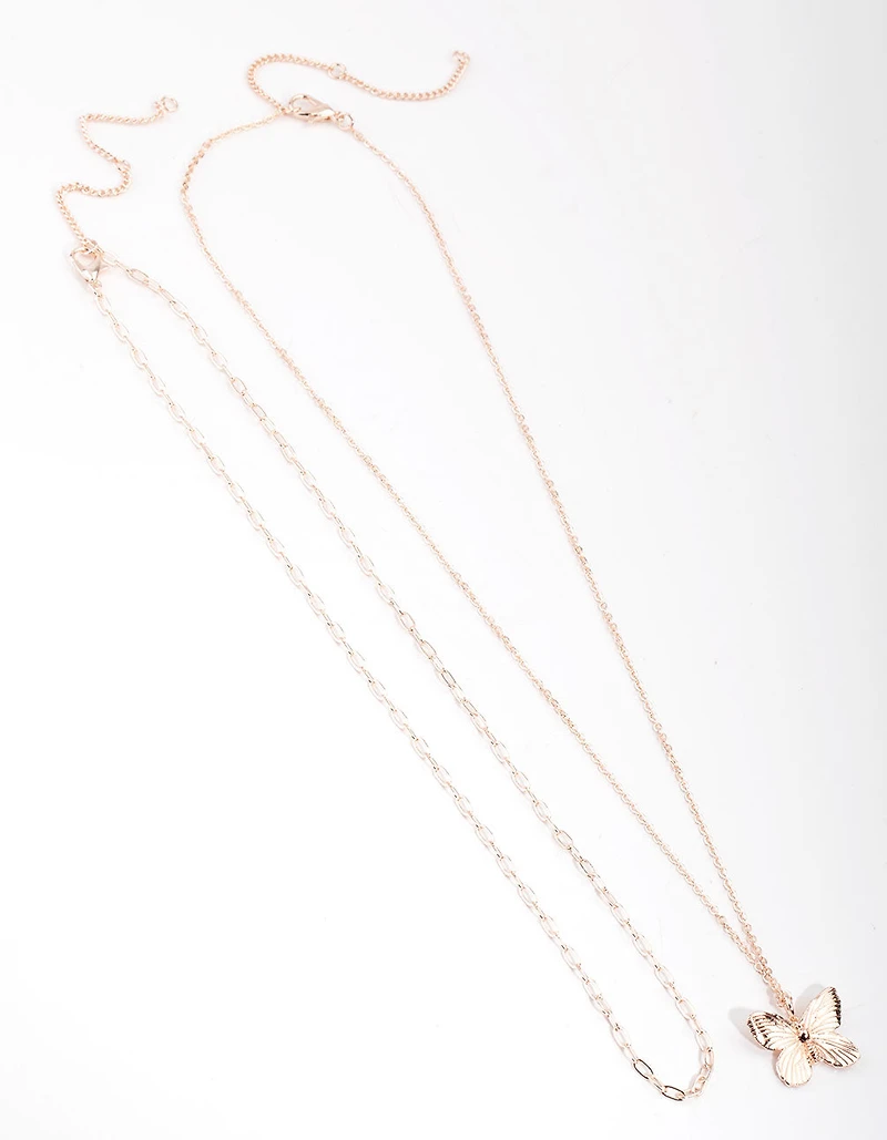 Rose Gold Plated Butterfly Necklace