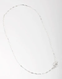 Silver Plated Thin Chain Fob Necklace