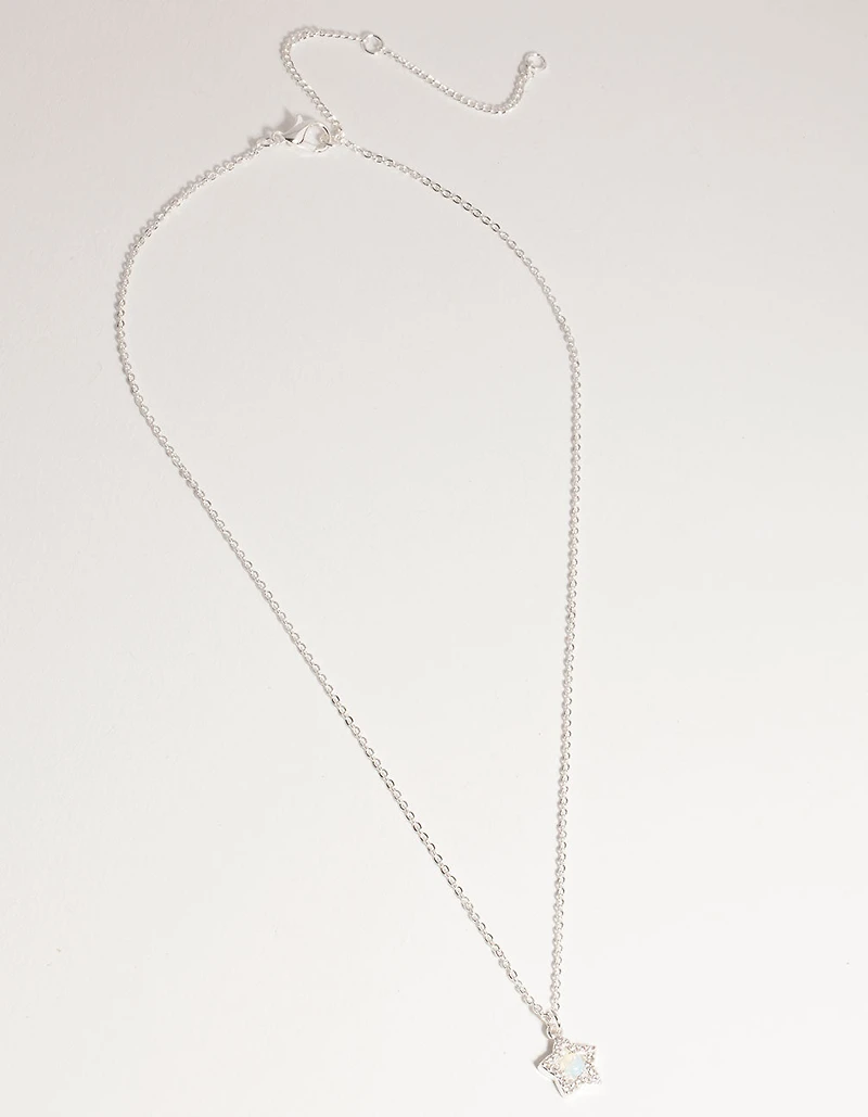 Silver Plated Diamante Star Necklace