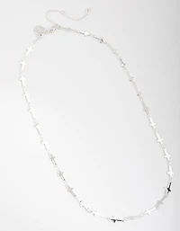 Silver Plated Cross Station Necklace