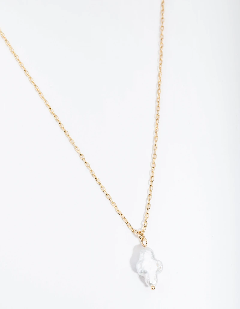 Gold Plated Freshwater Pearl Cross Necklace