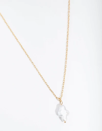 Gold Plated Freshwater Pearl Cross Necklace