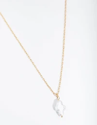 Gold Plated Freshwater Pearl Cross Necklace