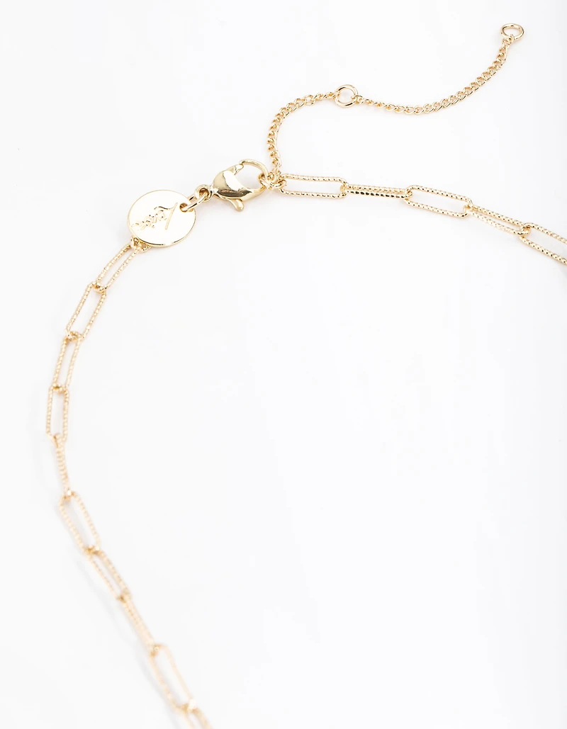 Gold Plated Rectangle Freshwater Pearl Necklace