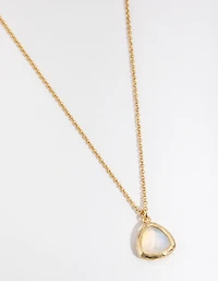 Gold Plated Round Semi Precious Pendant Necklace