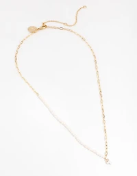 Gold Plated Half Freshwater Pearl Necklace