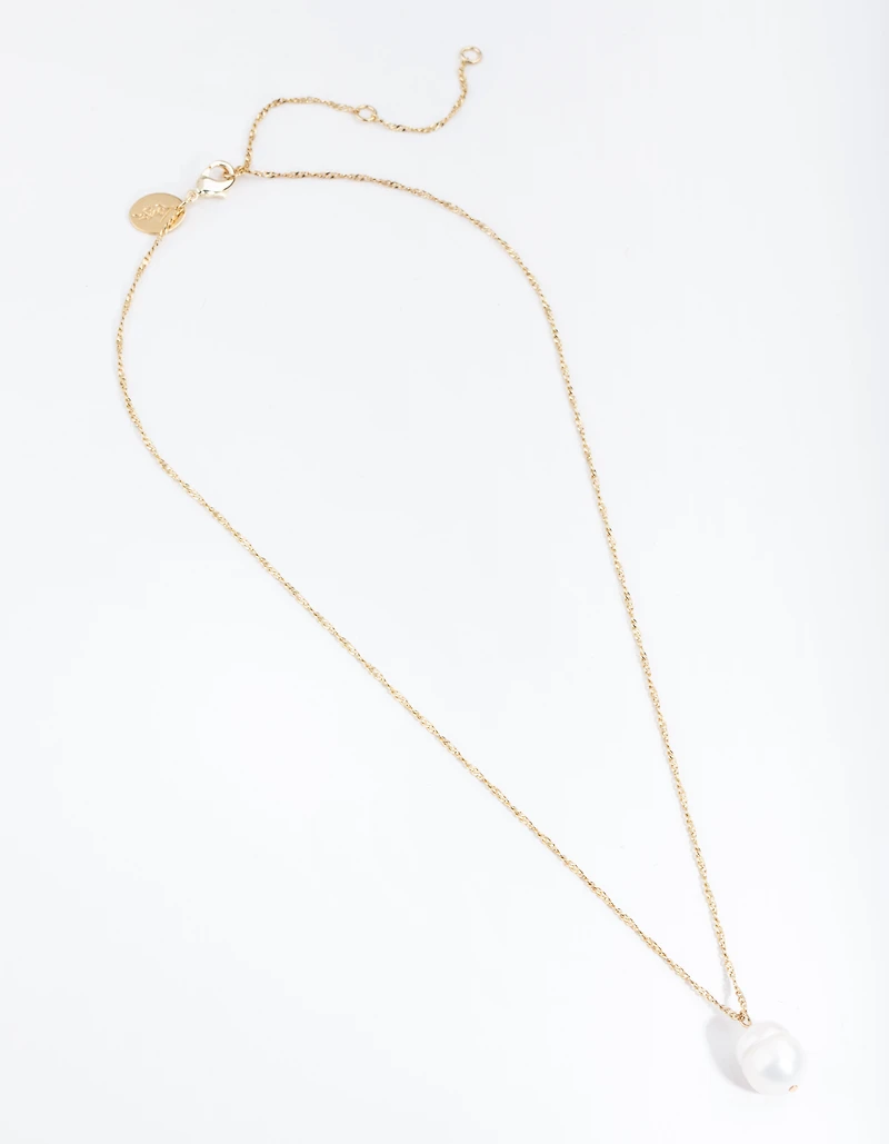 Gold Plated Single Freshwater Pearl Necklace