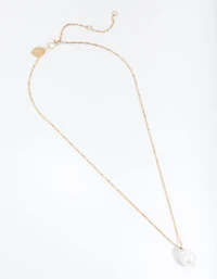 Gold Plated Single Freshwater Pearl Necklace