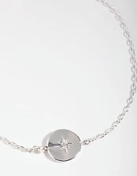 Silver Plated Starburst Disc Bracelet