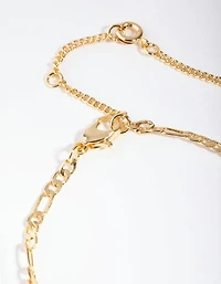 Gold Plated Thin Figaro Chain Bracelet