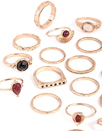 Antique Gold Etched Boho 24-Pack Rings