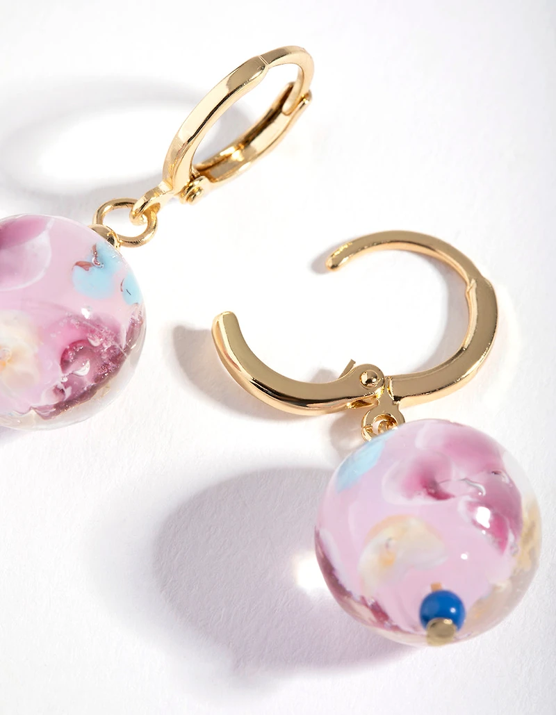 Gold Painted Bead Drop Earrings