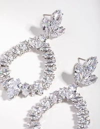 Silver Large Diamante Pear Drop