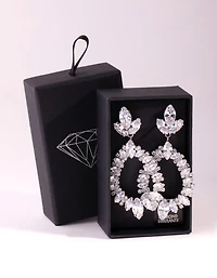 Silver Large Diamante Pear Drop