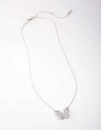 Sillver Diamond Simulant Large Butterfly Necklace