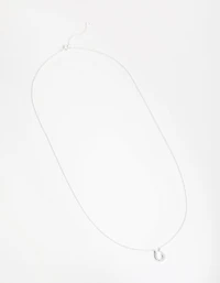 Sterling Silver Mini Pave Horseshoe Necklace