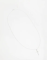 Sterling Silver Diamond Cut Cross Necklace