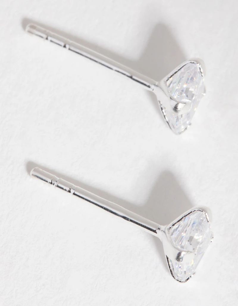 Sterling Silver Cubic Zirconia 3/4 Carat Asscher Stud Earrings