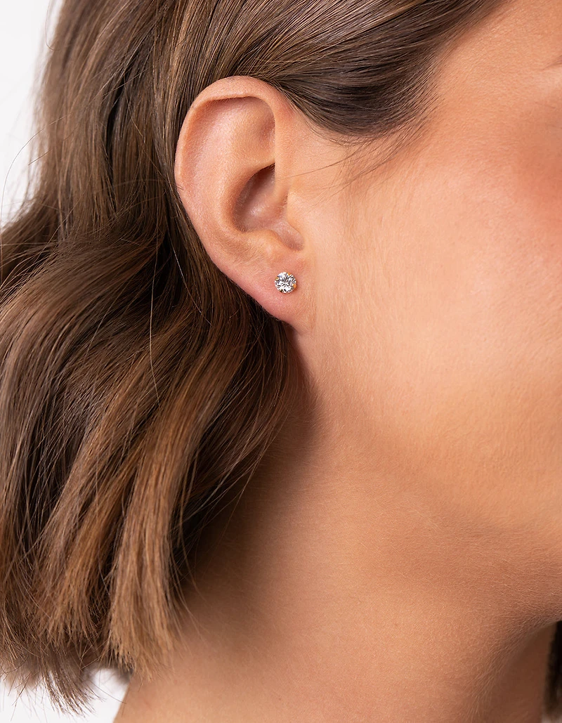 Gold Plated Sterling Silver Cubic Zirconia Stud & Hoop Pack Earring