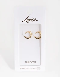 Sterling Silver Gold Cubic Zirconia Heart Huggie Earrings