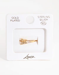 Sterling Silver Gold Open Butterfly Ring