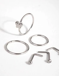 Surgical Steel Silver Butterfly Nose Stud 6-Pack