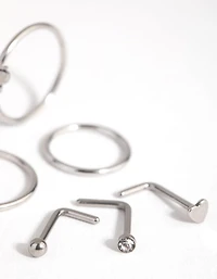 Surgical Steel Silver Butterfly Nose Stud 6-Pack