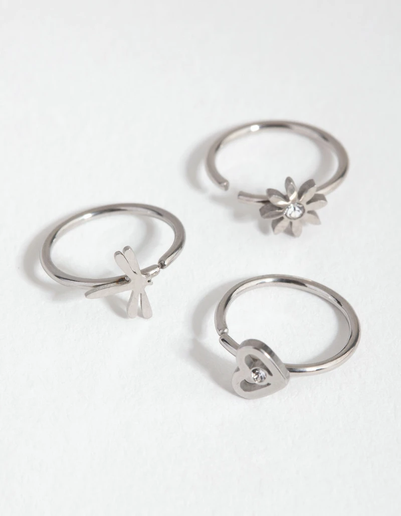 Surgical Steel Mini Motif Nose Ring Pack