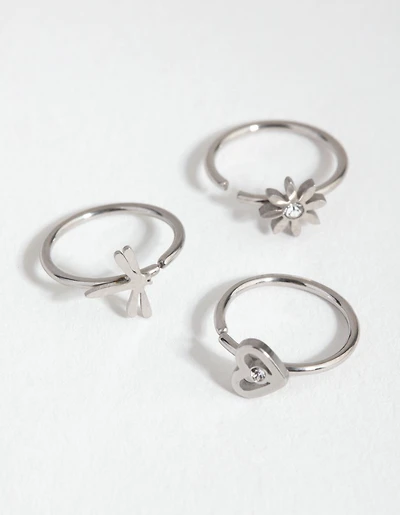 Surgical Steel Mini Motif Nose Ring Pack