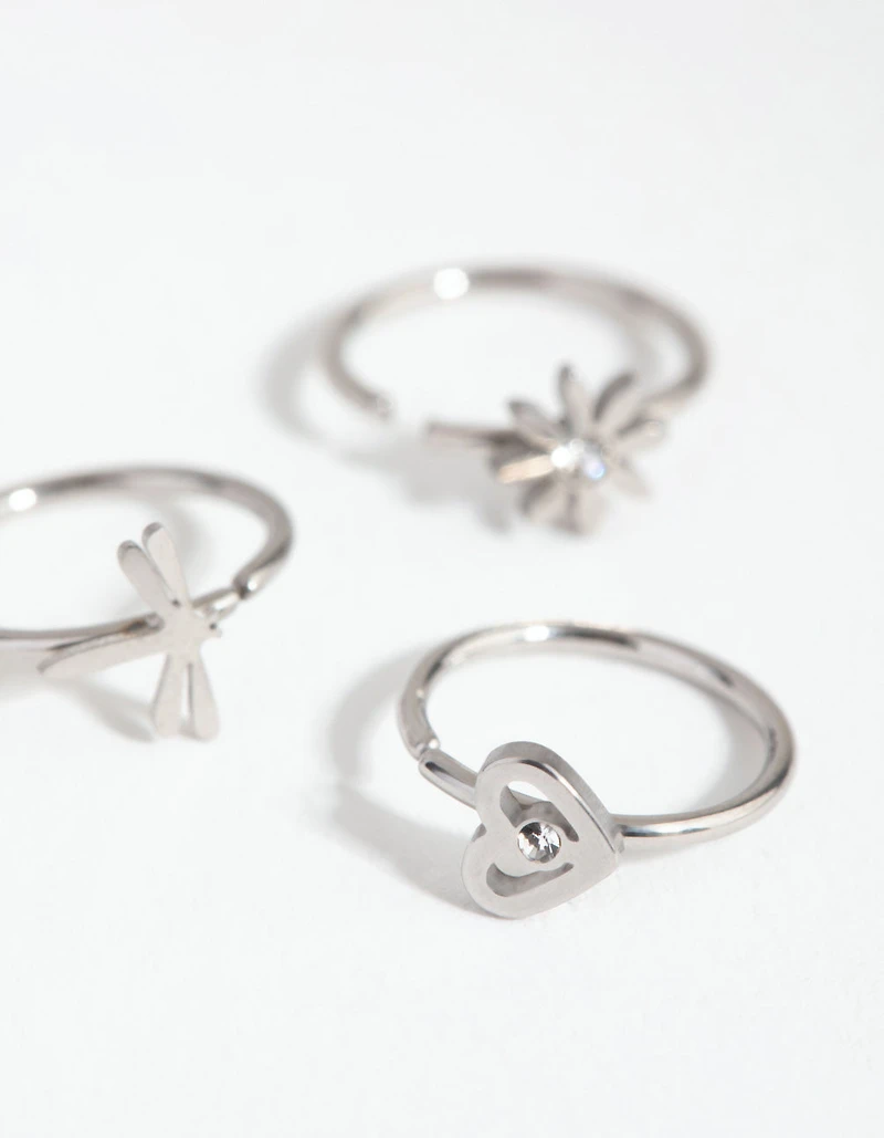 Surgical Steel Mini Motif Nose Ring Pack
