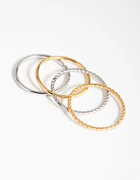 Mixed Metal Surgical Steel Plain & Twist Nose Ring 4-Pack