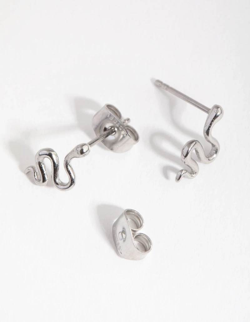 Surgical Steel Polished Snake Stud Earrings