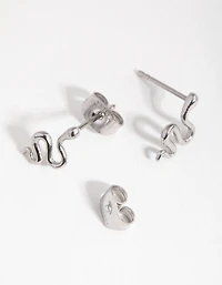 Surgical Steel Polished Snake Stud Earrings