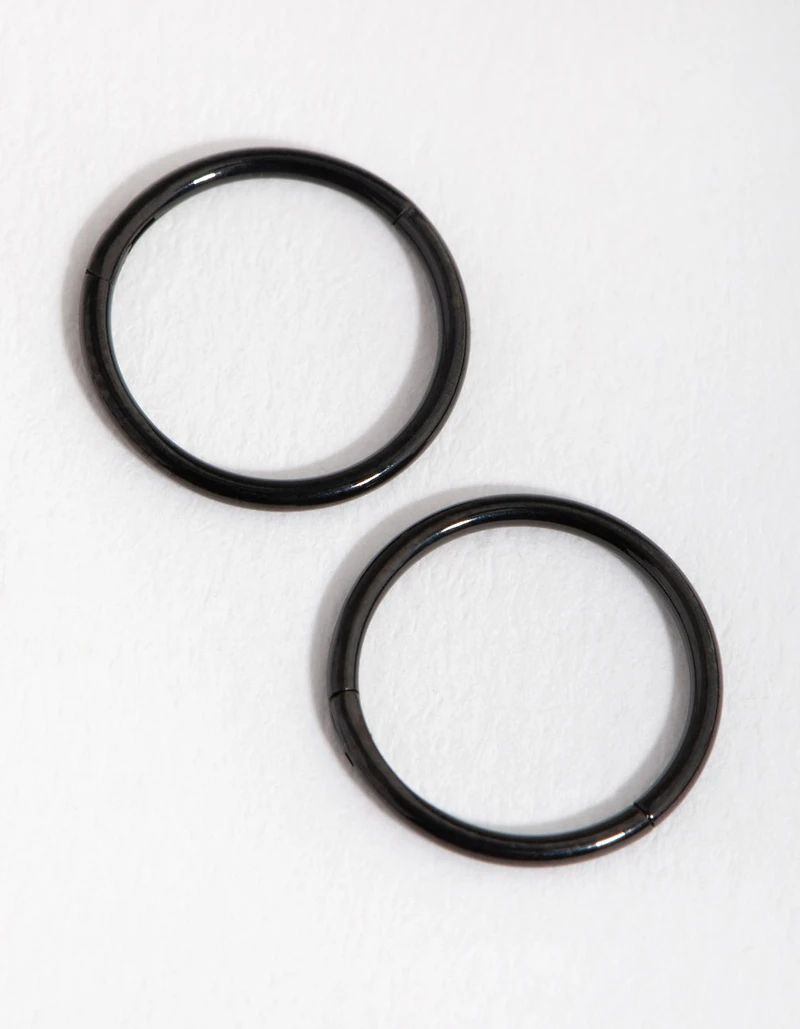 Black Coated Metal Surgical Steel 8mm Sleeper Earrings