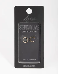 24 Carat Gold Plated Surgical Steel 8mm Sleeper Earrings