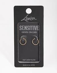 24 Carat Gold Plated Surgical Steel Fine 10mm Sleeper Earrings