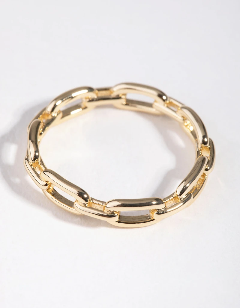 Gold Plated Skinny Rectangle Link Ring