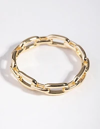 Gold Plated Skinny Rectangle Link Ring