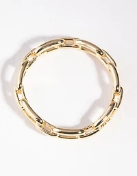 Gold Plated Skinny Rectangle Link Ring