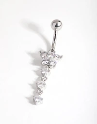 Surgical Steel Round Flower Drop Belly Ring